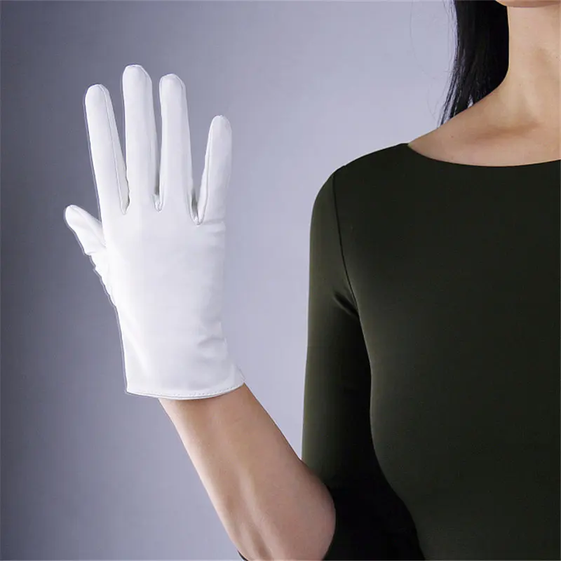 White 21 см, лакированные кожаные перчатки, Короткая секция, имитирующая кожу ПУ, зеркальные, бежевые, телесные, яркие, желтые, Имбирные, желтые, яичный желток, PU124 - Цвет: White