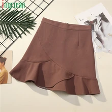 Плиссированная Повседневная Женская юбка, летняя Модная тонкая мини-юбка с высокой талией размера плюс, однотонная элегантная Офисная Женская юбка на молнии