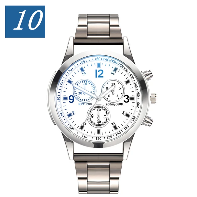 Men Watch 2021 Blu-ray Glass Stainless Steel Strap Luxury Wrist Watches Christmas gift 10