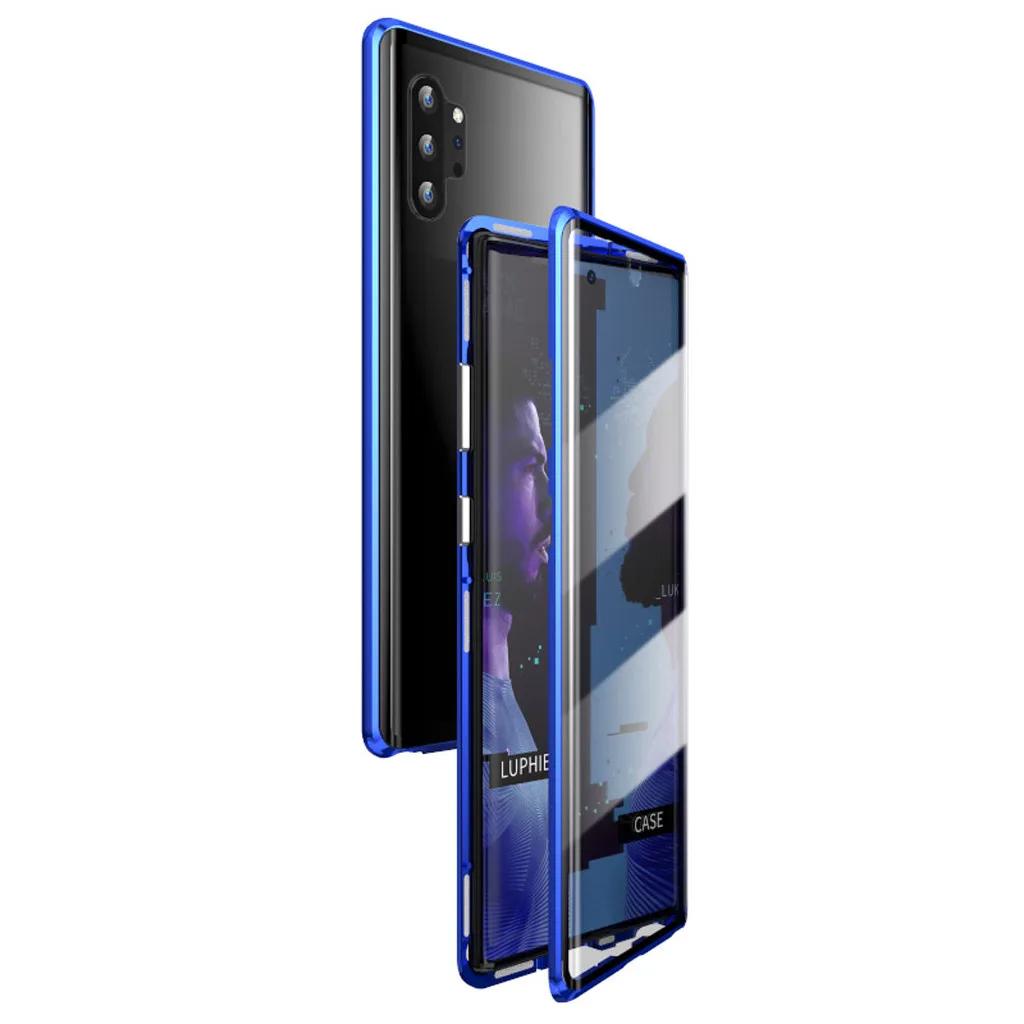 Ouhaobin для samsung Galaxy Note 10+ 5G Магнитный адсорбционный металлический бампер стеклянный чехол для телефона