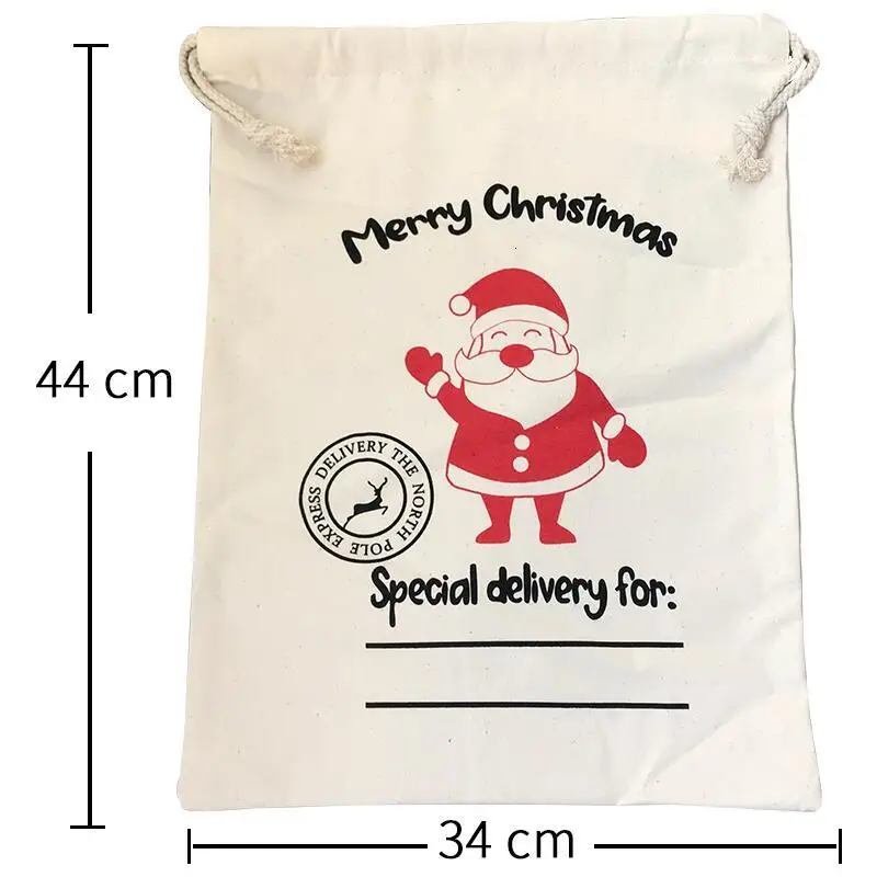 44 Styles Christmas Santa Sacks 1pc Drawstring Canvas Santa Sack Xmas Canvas Bag Hot Sale Big Santa Claus Gift Bag Drop Shipping