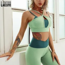 Women Sets 2pcs High Waist Pants Sexy Bra Sports Suits Candy Colors Gym Sets Hips Push Up Fitness Suit Breathbale Matching Sets