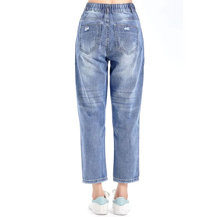 Модные джинсы с дырками, женские штаны до щиколотки, шаровары, весна-лето, стиль, корейский стиль, большие размеры, женские штаны