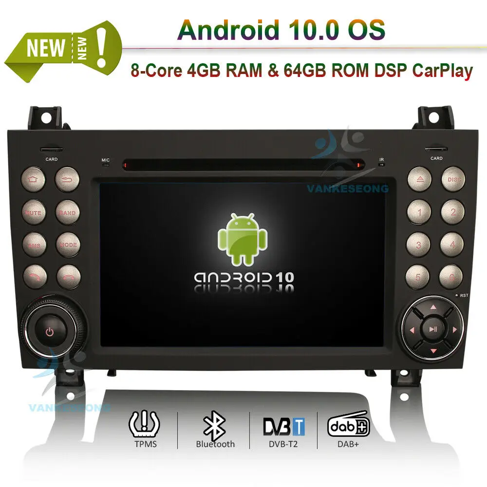 7 &quotAndroid 10 0 Авторадио DVD Bluetooth WIF GPS СБ Navi Carplay зеркальная Ссылка для Mercedes Benz SLK Class R171