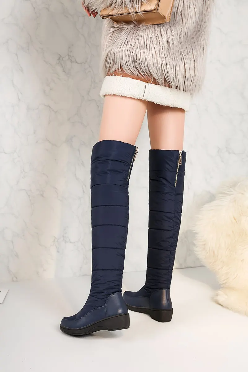 MORAZORA Fashion winter keep warm plush snow boots down over the knee boots footwear platform thigh high fur winter women