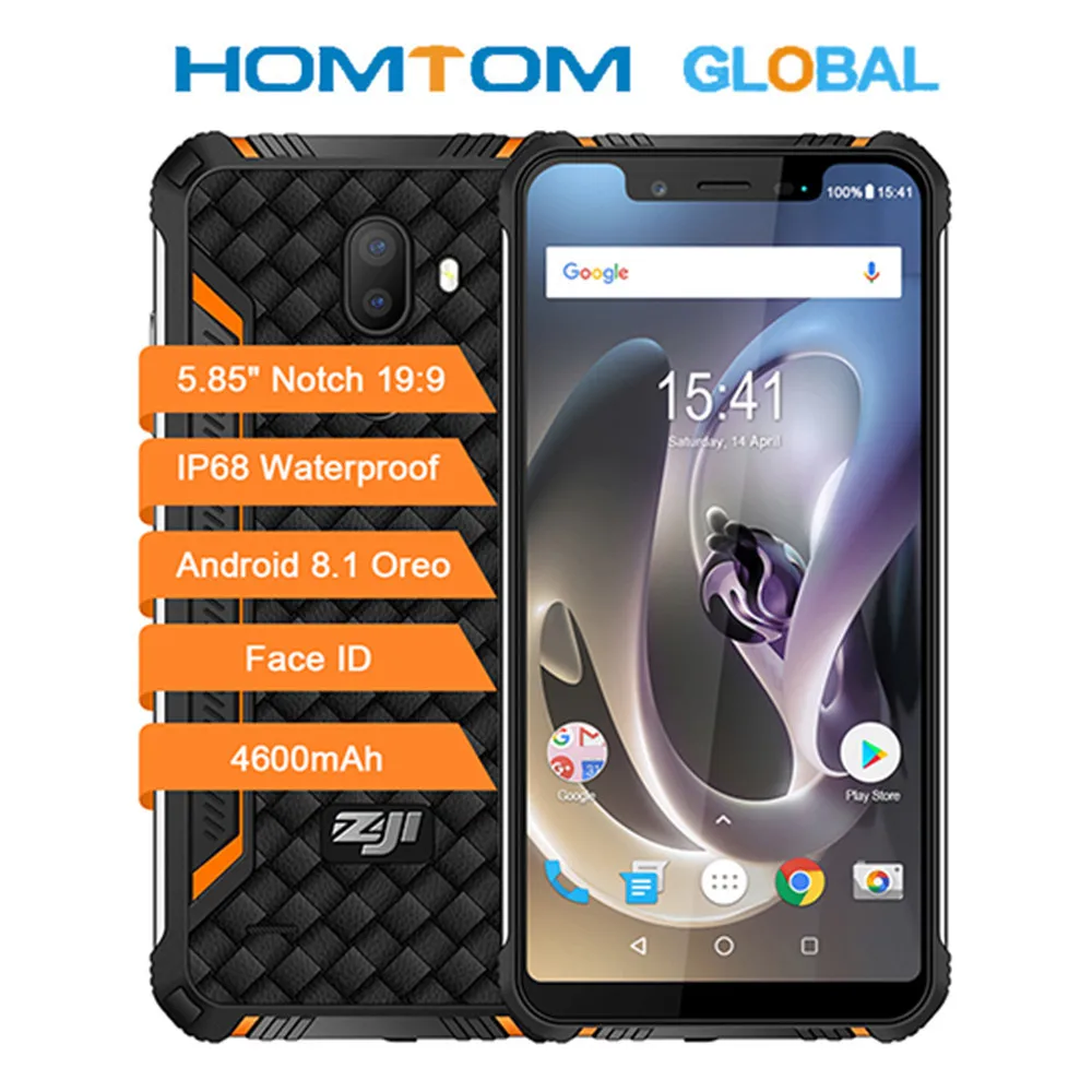 HOMTOM ZOJI Z33 Rugged Mobile Phone MT6739 1.3GHZ Quard Core 3GB 32GB 4600mAh 5.85Inch Dual sim Android 8.1 OTA OTG Face Unlock
