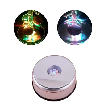 

Romantic Decoration 4-LED Round Luminous Base Laser Light Stand Holder Cocktail Crystal Glass Transparent Object Durable Display