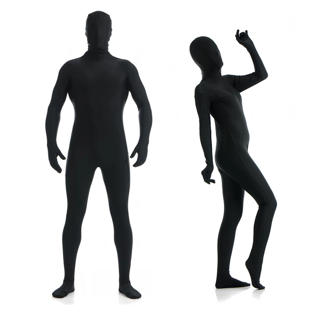 Zentai Costumes Full Body Skin Suit Catsuit Halloween Costumes Bodysuit add crotch zipper open eyes open mouth black cosplay costume