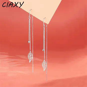 CIAXY 925 Sterling Silver Hollow Leaves Earrings for Women Temperament Long Tassel Tea Ear Chain Earring Super Fairy Jewelry