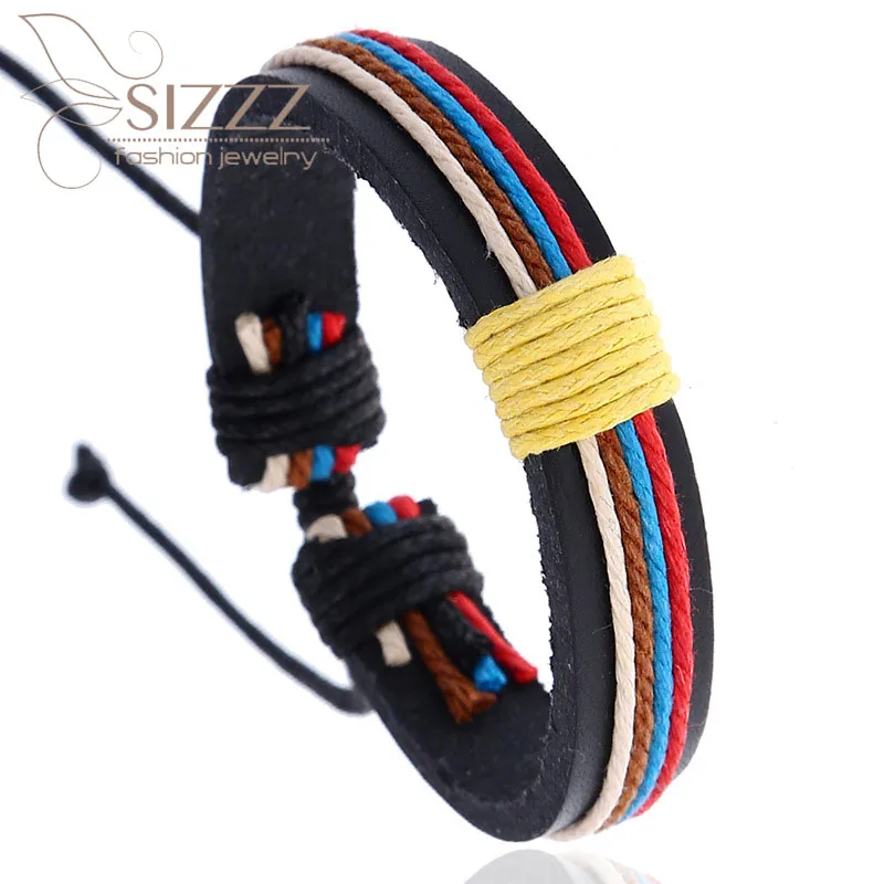 Цветной пеньковый с переплетенными веревками кожаный Простой мужской и женский браслет из искусственной кожи& Браслеты