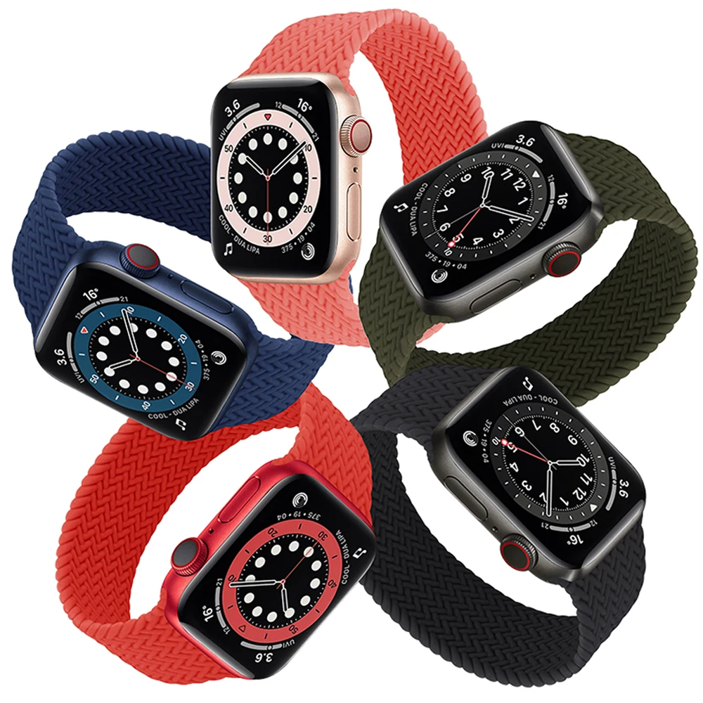 Ремешок Solo Loop для Apple watch band 44 мм 40 38 42 Эластичный Силиконовый текстурный браслет