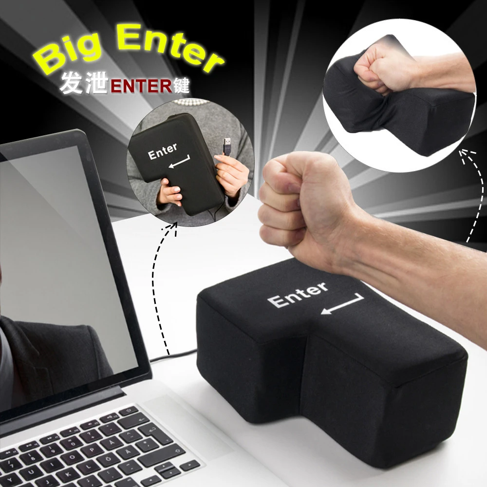 Button USB Big Enter Anti Stress Relief Nap Pillow Supersized Unbreakable Key Button USB Big Enter Anti Stress Relief Nap Pillow Supersized Unbreakable Key