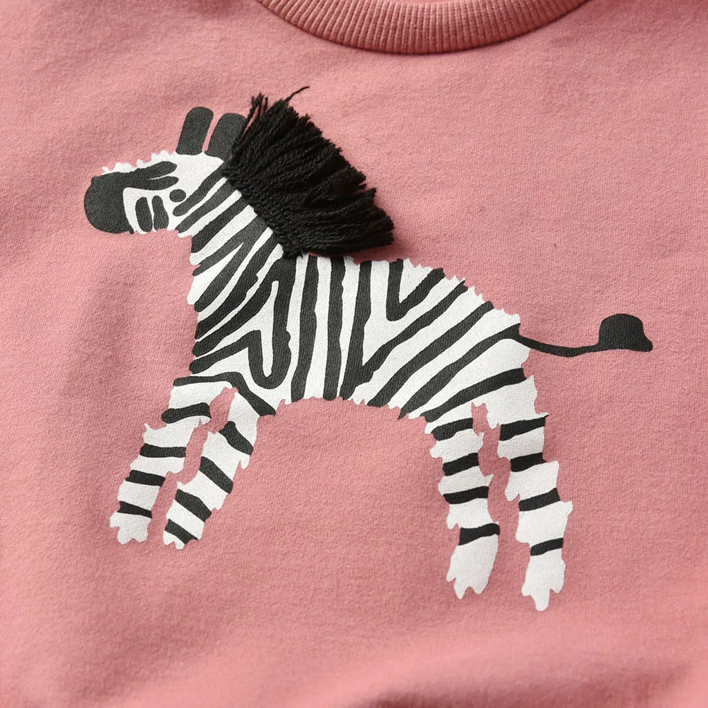 Детский свитер с длинными рукавами для маленьких мальчиков и девочек мультяшное животное Зебра, рубашка милые топы, футболки, одежда с новым дизайном для От 1 до 6 лет детей