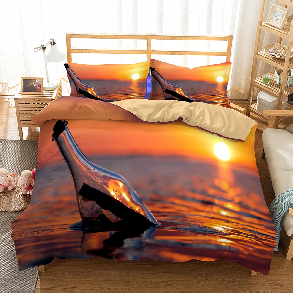 Drift Bottle On The Sea Home Textile Pillow Case 3D Bed Linen Duvet Covers Comforter Bedding Sets Set Decor | Дом и сад