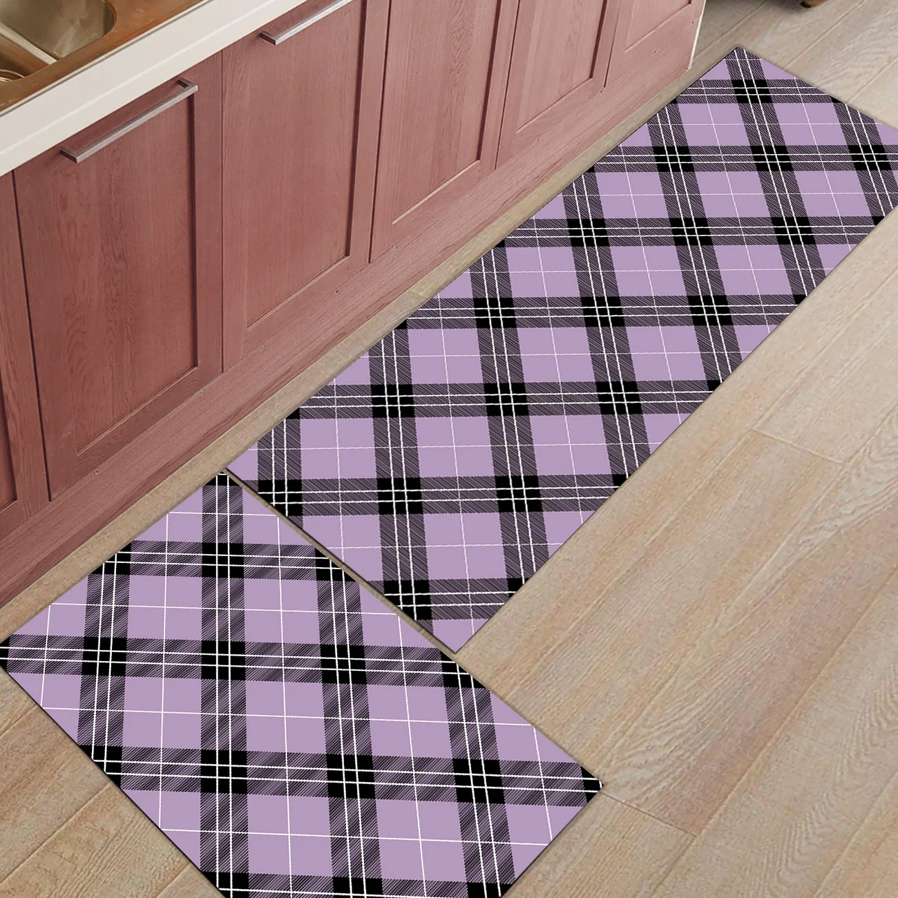 Традиционный английский тартан 2 шт. коврик для кухни аксессуары для ванной комнаты Набор грязи мусор Траппер сапог скребок для обуви Ванна