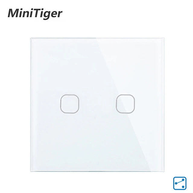 2 Gang 2 Way White Minitiger ЕС 1 банда 2 способ настенный световой контроллер умный дом автоматизация сенсорный выключатель водонепроницаемый и огнеупорный 2 банды - Цвет: 2 Gang 2 Way White