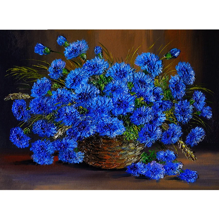 Blue Cornflower Diamond Mosaic Full Square round drill Embroidery Sale Daisy Flowers 5d diy Painting WG1948 | Дом и сад