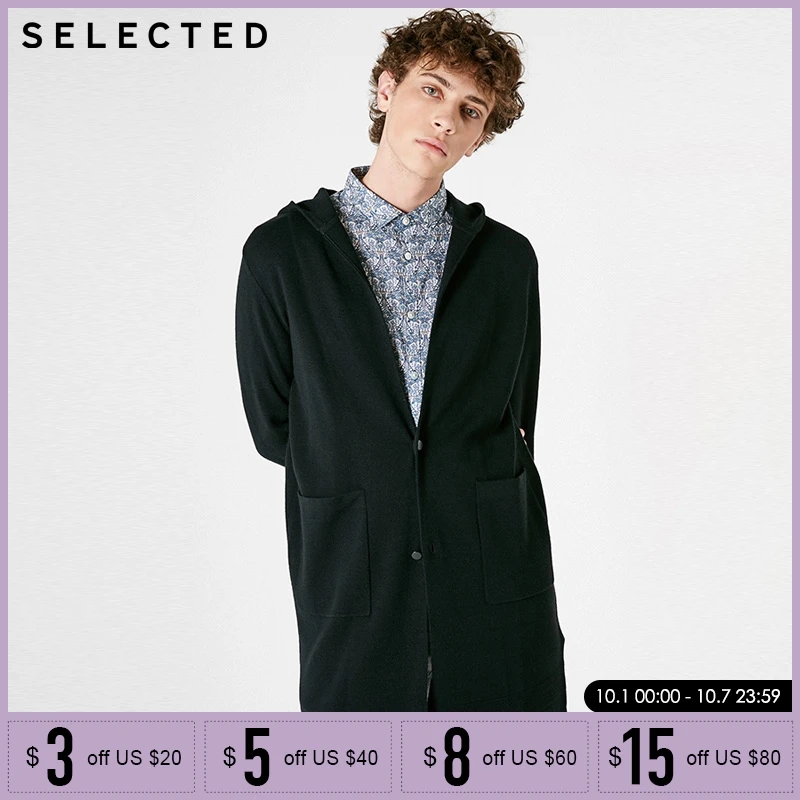 

SELECTED Mens Autumn Winter Hooded Cardigan Knit Sweater| 418424539