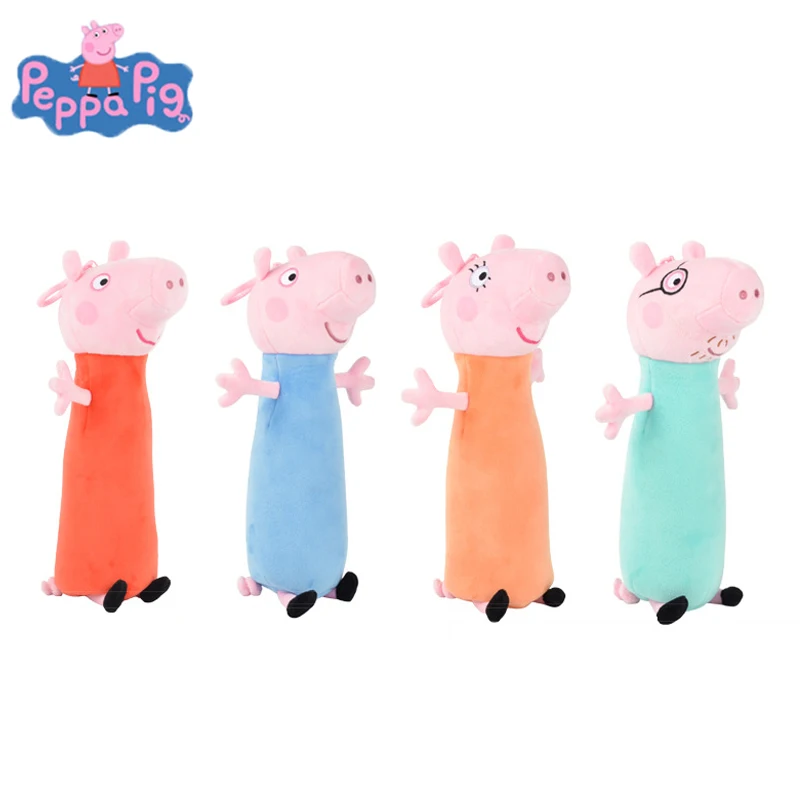 

30cm Pencil Case Peppa Pig Plush Dolls Peppa George Keychain Creative Large Capacity Side Open Zipper Pencil Bag School Gift