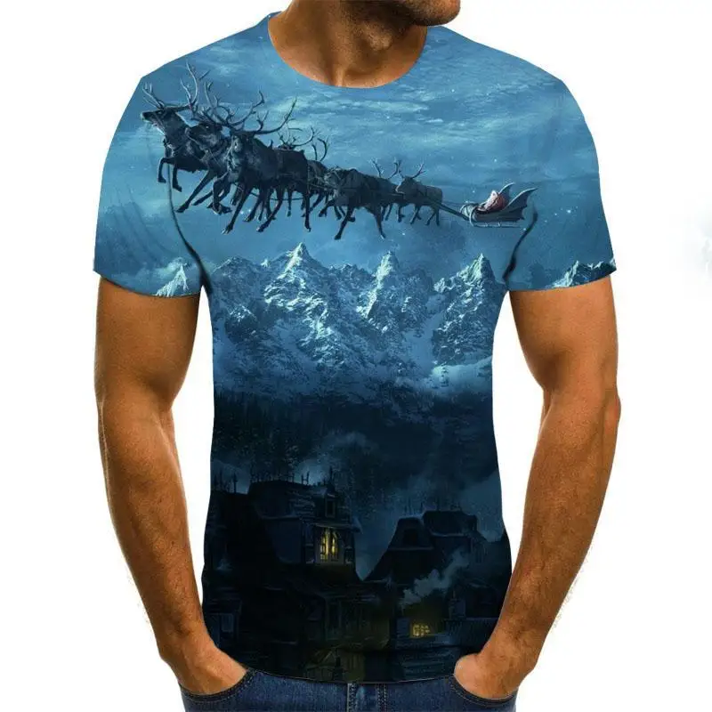 Galaxy Space Pattern Printing 3d T-Shirt Casual Summer Style Fashion Printing Short-Sleeved T-Shirt Men'S Shirt Art Street
