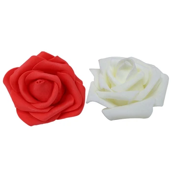 

200 Pcs High Quality 6Cm Foam Rose Heads Artificial Flower Heads Wedding Decoration , 100 Pcs Milk White & 100 Pcs Red