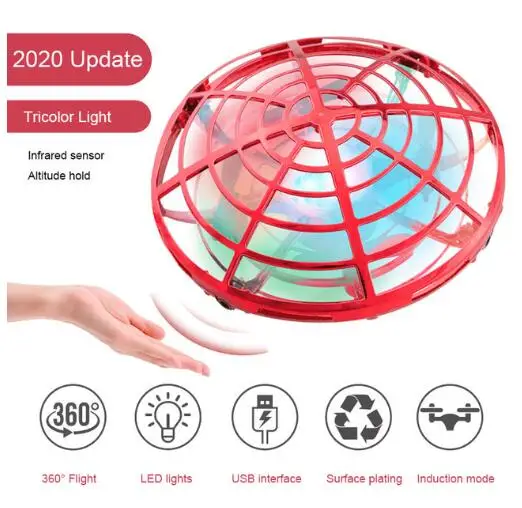 HGRC Mini RC UFO Drone With LED Light Gesture Sensing Electric Flying Quadcopter Anti-collision Induction Dron Toys for children drone exploration remote control quadcopter RC Quadcopter