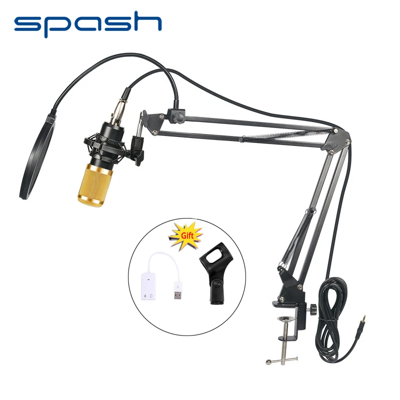 Spash BM800 профессиональный караоке микрофон с подставкой держатель конденсаторный