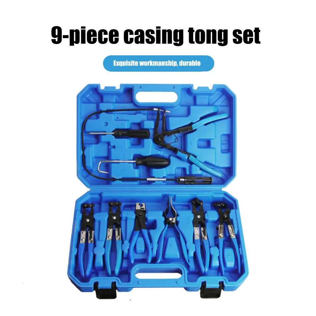 

New 9pcs/set Hose Clamp Ring Plier Clip Set Flexible Cable Plier Swivel Jaw Tool Remover Auto Hand Tool Set SK1002
