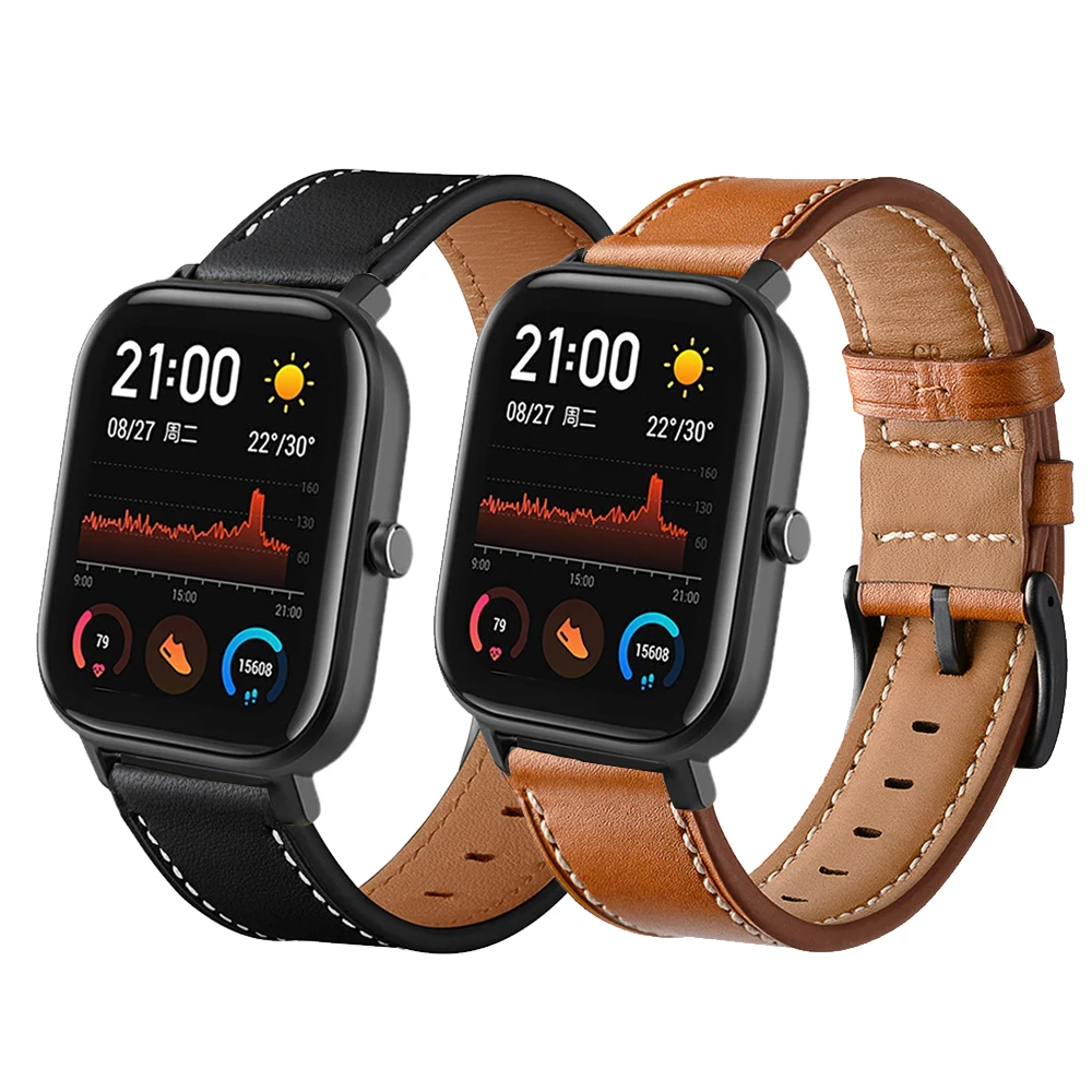Новые модные часы из натуральной кожи ремешок для Xiaomi Huami Amazfit GTS кожаный спортивный сменный Браслет для часов Ремешок