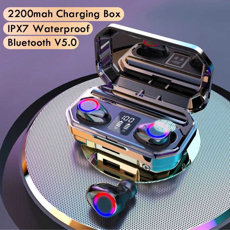 TWS Bluetooth V5.0 беспроводные наушники 9D Hifi IPX7 Водонепроницаемая гарнитура с зарядным