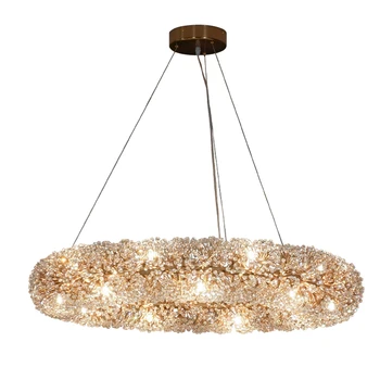 

round living room crystal chandelier modern flower lamp gold bedroom cristal lights,luxury clothes shop lighting