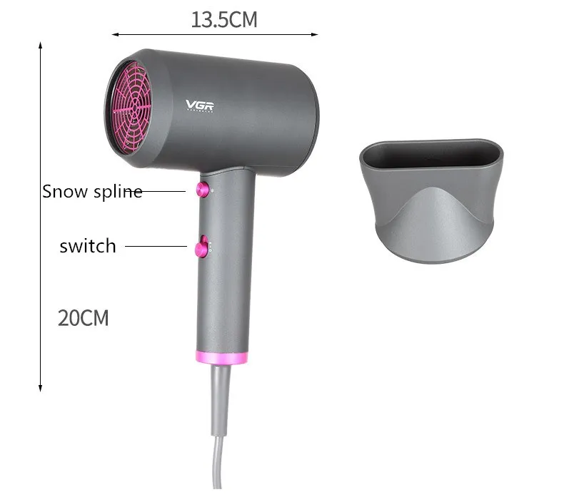 VGR электрический фен для волос Профессиональный отрицательный ион быстрый сухой горячий и холодный ветер парикмахерская Парикмахерская Инструменты с вилкой ЕС