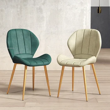 

Nordic Backrest Chair Restaurant Dining Chairs Modern Simple Light Luxury Leisure Chair Leather Stools Creative Dinning Stools