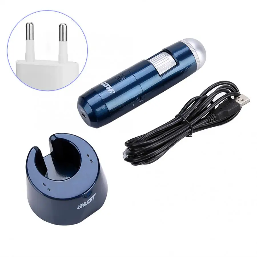 EU Plug 5-200X беспроводной Wifi+ USB детектор кожи волос кожи головы цифровой микроскоп анализатор кожи 200MP камера - Цвет: EU Plug