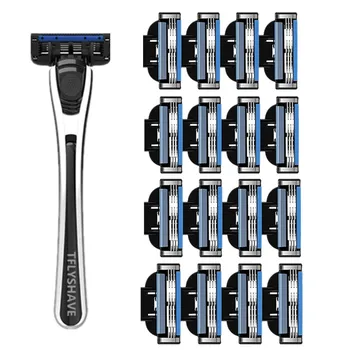 

TFLYSHAVE 1pcs Holder N*pcs Blades Furious 3 Manual Shaver Razor Blade for Men 3 Layer Shaving Razor with Trimmer for Mach3
