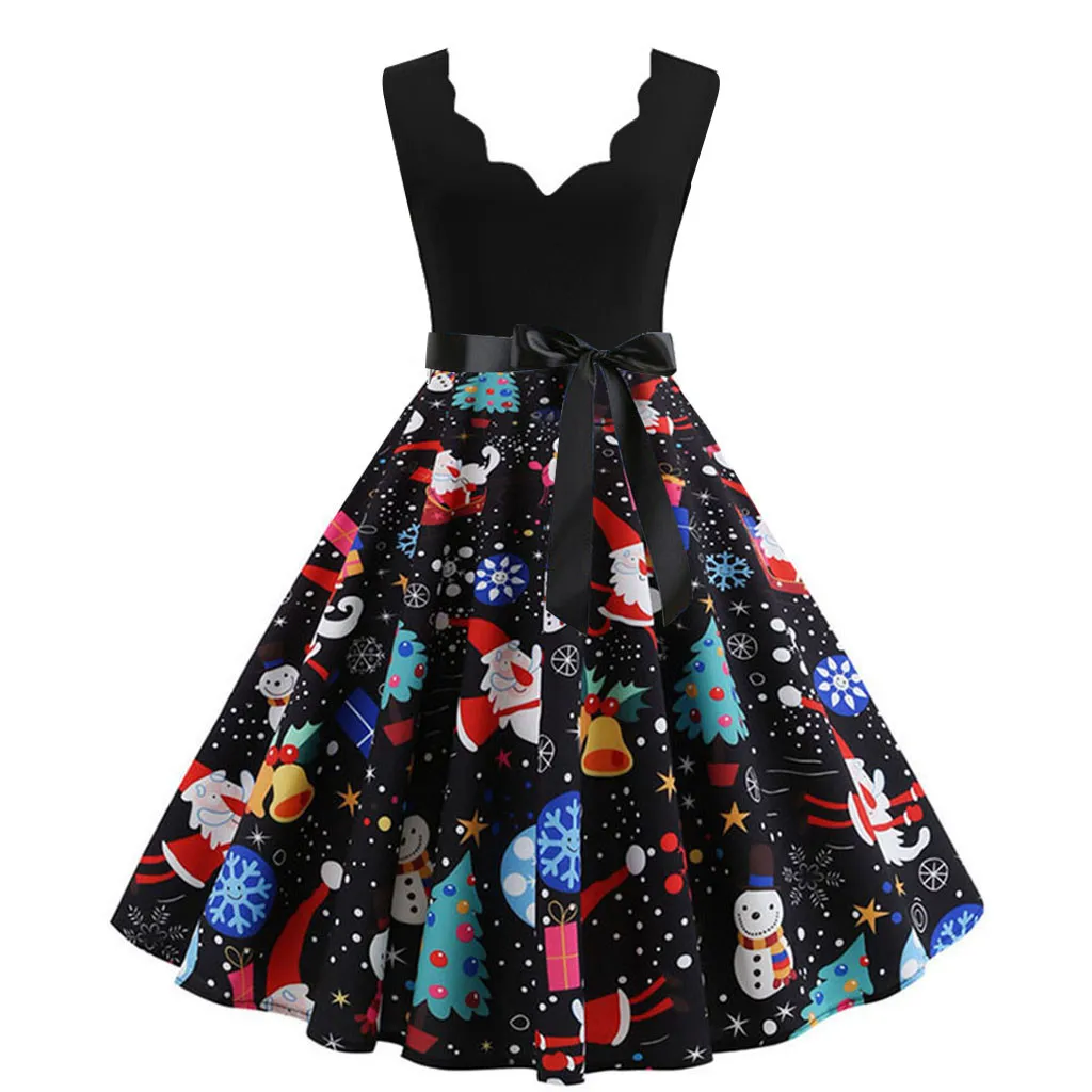 Robe hiver femme, женское платье, повседневное, рождественское платье, с принтом, без рукавов, вечерние, зимнее платье, vestidos ropa mujer sukienki