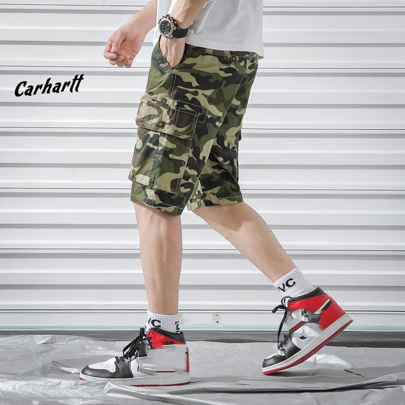 Мужские военные карго шорты, брендовые новые армейские тактические камуфляжные мужские хлопковые свободные рабочие повседневные короткие штаны