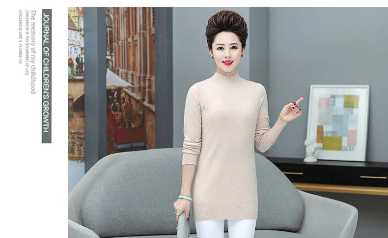 XJXKS winter new high-end wool women knitted dress loose plus size comfortable casual women turtleneck sweater
