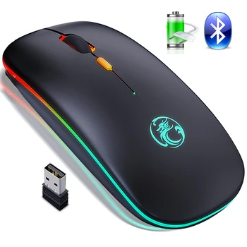 

Mouse Wireless Mouse Computer Mouse Bluetooth 5.1 USB 2.4 Rechargeable Mause Silent Mause for Laptop RGB Ergonomic Mice Wireless