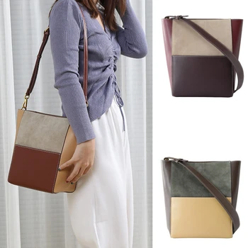 

Women Leather Crossbody Bag 2020 shoulder messenger bag wild atmospheric cowhide Female retro large capacity bucket bag handbag