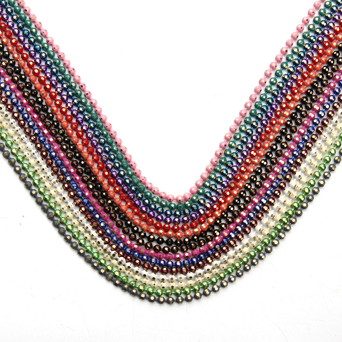 10meter/lot Width 1.5mm Colorful Copper Ball Bead Chain Bulk Necklace Bracelet Women Link & Key Chain For Diy Jewelry Making
