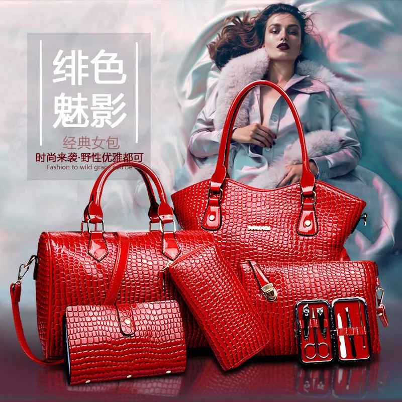 

2019 Spring Summer New Style Fashion Elegant WOMEN'S Bag Different Size Bags Six Pieces Set Shoulder Bag Shoulder Bag Hot Sales