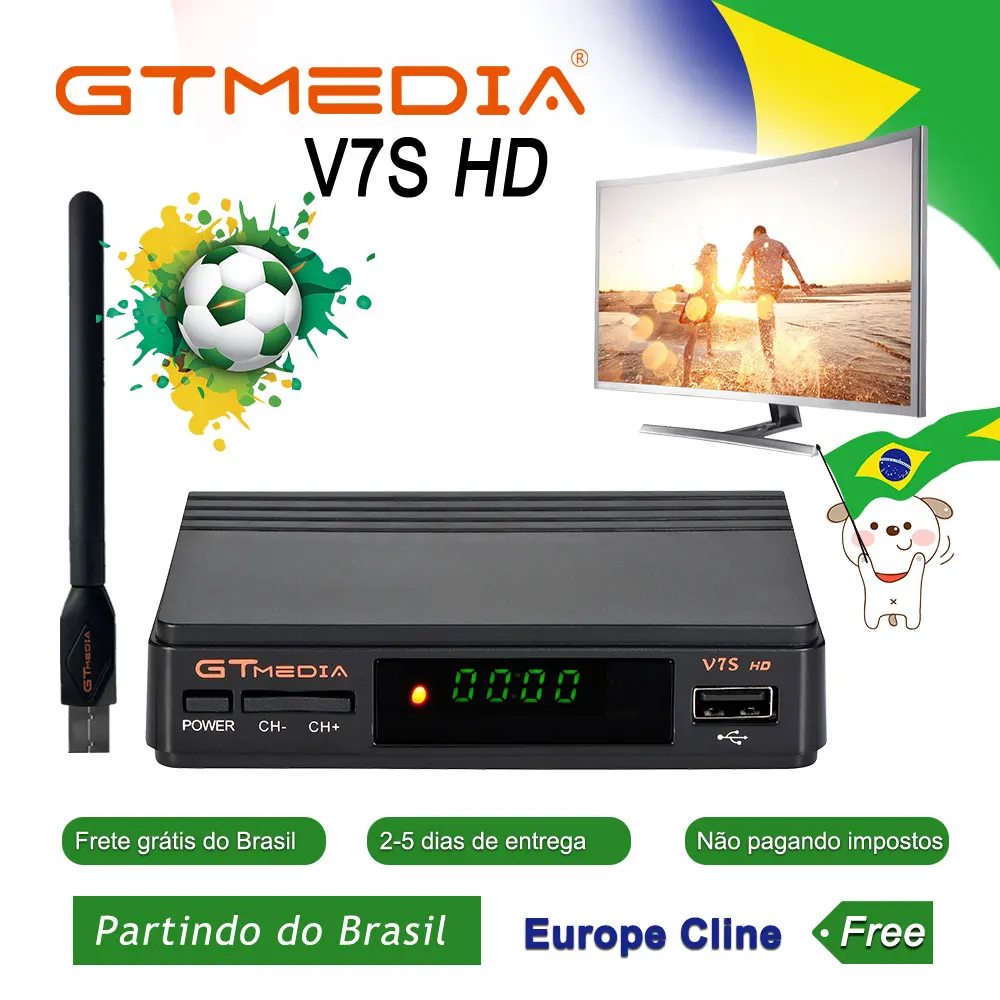 Gtmedia V7 hd спутниковый ТВ приемник Full HD DVB-S2 + USB Wi-Fi Корабль из Бразилии Cline поддержка