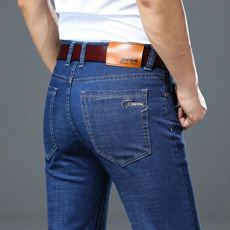 Brand 2019 Autumn New Men's Jeans Fashion Casual Business Elastic Force Jeans Straight Classic Slim Denim Pants Male Trousers Brand 2019 Autumn New Men's Jeans Fashion Casual Business Elastic Force Jeans Straight Classic Slim Denim Pants Male Trousers