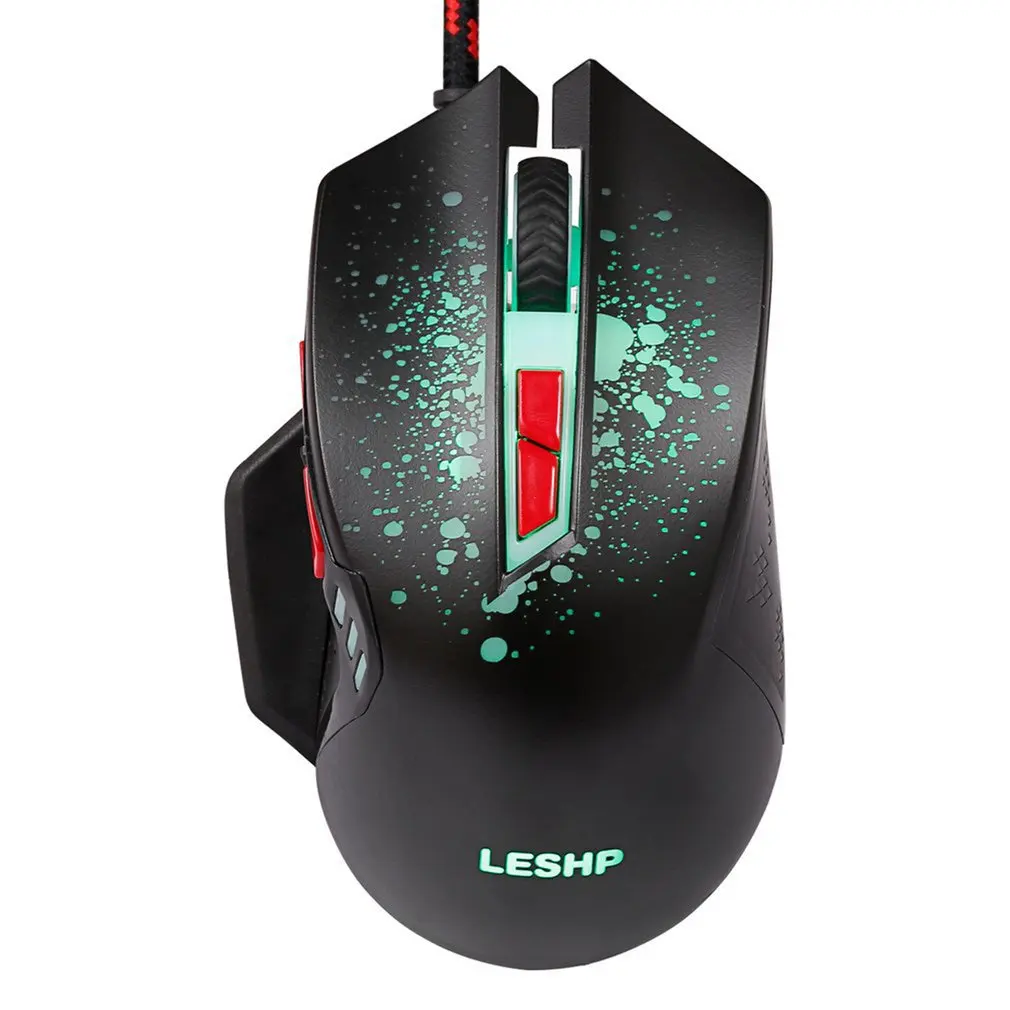 USB-Проводная игровая мышь LESHP 6 кнопок 7 цветов светодиодный 3200 DPI | Компьютеры и