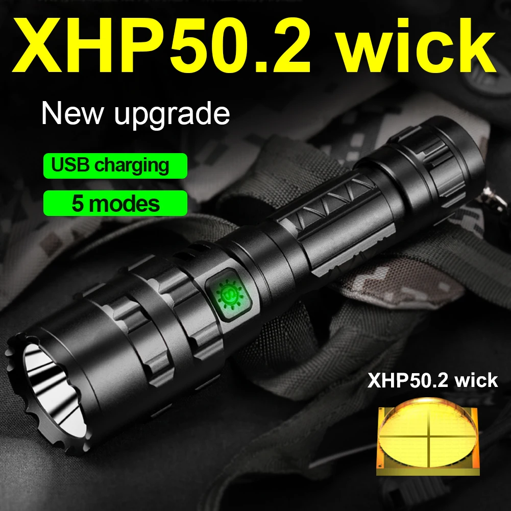 Светодиодная вспышка высокой мощности s XHP50.2 мощная яркая тактическая 18650 Usb фонарь военсветильник