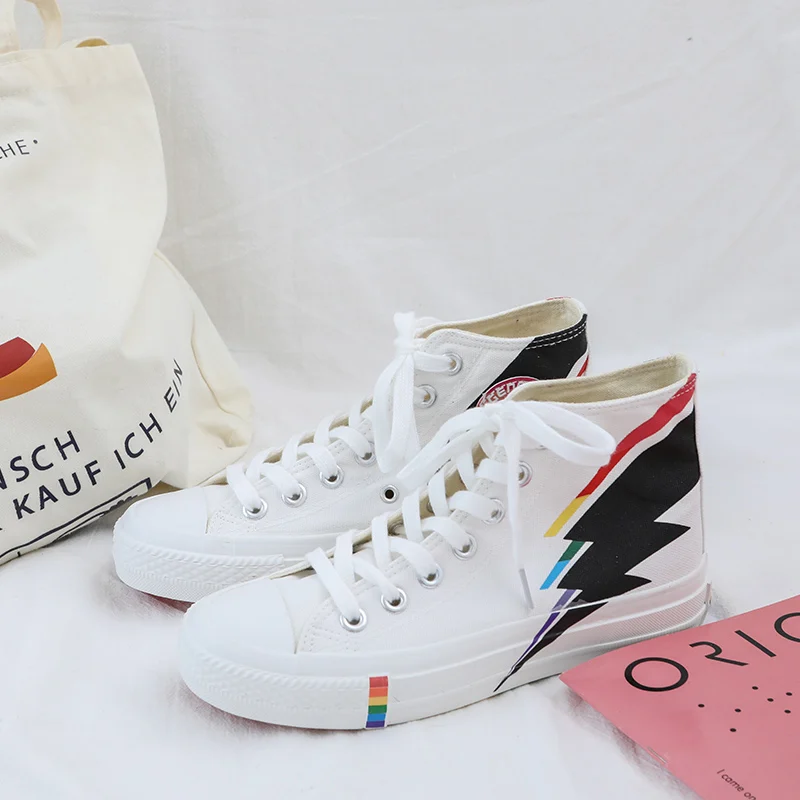 

2019 new spring and autumn hand-painted high top canvas woman shoes Vulcanized Platform Female Shoes sneaker/tenis shoes woman