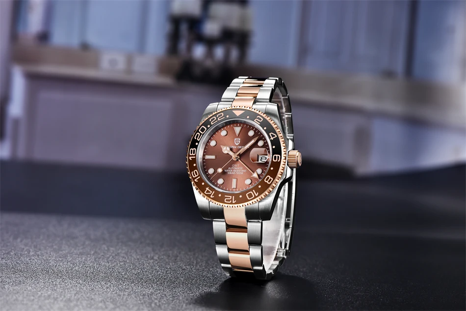 2021 New PAGANI DESIGN Men's GMT Watch Luxury Sapphire Ceramic Bezel Automatic Mechanical Watch Stainless Steel Waterproof Clock