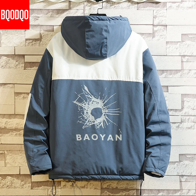 Мужская зимняя куртка с капюшоном японская Военная парка на молнии свободная в