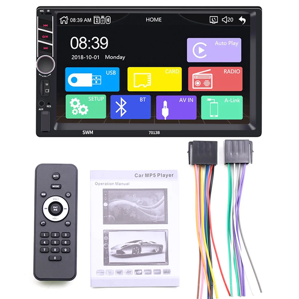 Автомобильный MP5 плеер радио станция 1 Din аудио стерео USB AUX TF карта FM Bluetooth с камерой заднего вида пульт дистанционного управления плеер